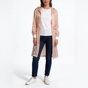 Sheer Shimmer Peach Trench Coat